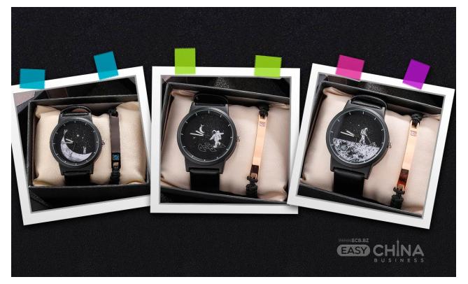 Фото товара Мужской подарочный набор с часами и браслетом