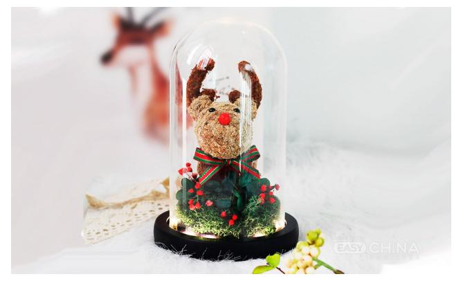 Фото товара Новогодние олени в колбе с led-подсветкой