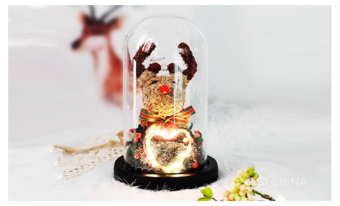 Фото товара Новогодние олени в колбе с led-подсветкой