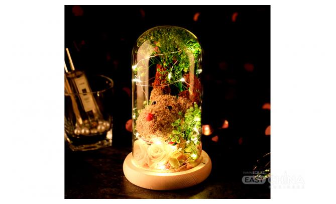 Фото товара Новогодние олени в колбе с led-подсветкой