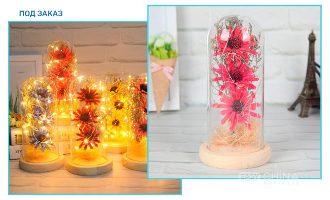 Цветочный декор с led-подсветкой в колбе USB